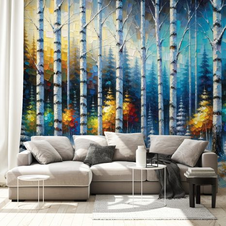 SAMOLEPÍCÍ TAPETA BAREVNÝ ZIMNÍ LES - TAPETY LES - TAPETY