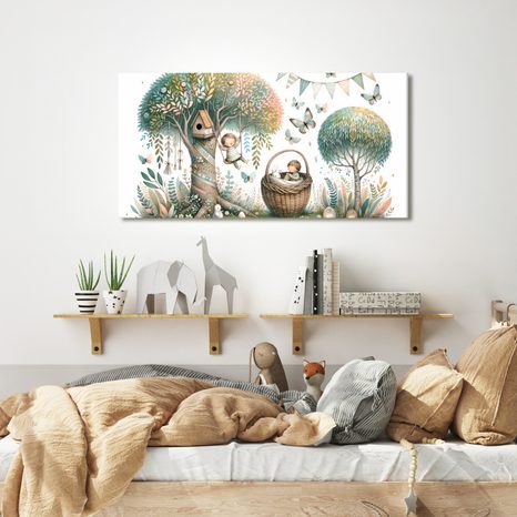 QUADRO SU TELA – ALTALENA TRA I RAMI DELL’ALBERO - QUADRI PER BAMBINI CREATURE FATATE - STAMPE E QUADRI