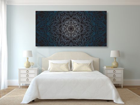 OBRAZ ORNAMENTÁLNA MANDALA NA ČIERNOM POZADÍ - OBRAZY FENG SHUI - OBRAZY