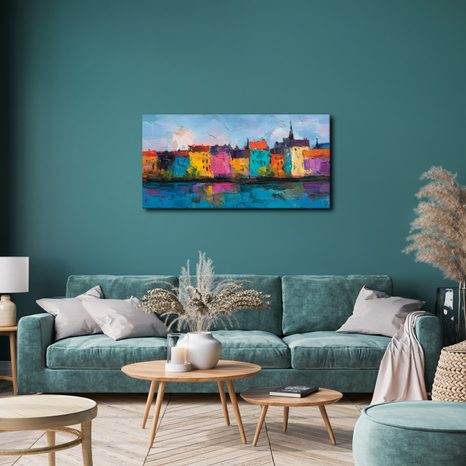 WANDBILD FARBIGE STADTARCHITEKTUR - BUNTE HÄUSER - BILDER