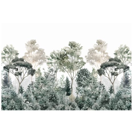 FOTOTAPET AUTOADEZIV PLANTE VERZI ÎN ACUARELĂ - TAPET COPACI - TAPETURI