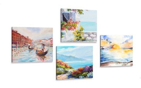 CANVAS PRINT SET PAINTED LANDSCAPE - SET OF PICTURES - PICTURES