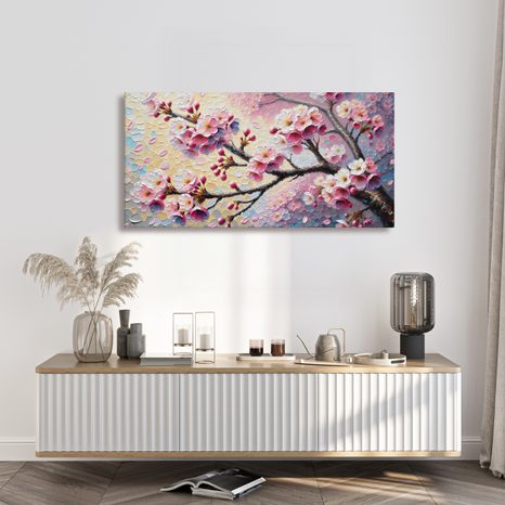WANDBILD BLÜHENDER KIRSCHZWEIG - BILDER BLUMEN - BILDER