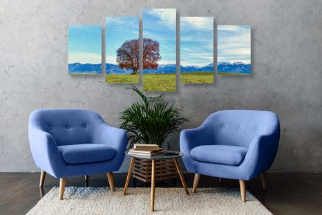 TABLOU 5-PIESE PANORAMA MUNȚIILOR - TABLOU NATURĂ ȘI PEISAJE NATURALE - TABLOURI