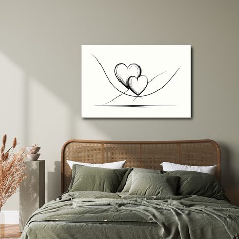 WANDBILD VERSCHLUNGENE HERZEN IN LINIEN - BILDER MIT LIEBESMOTIVEN - BILDER