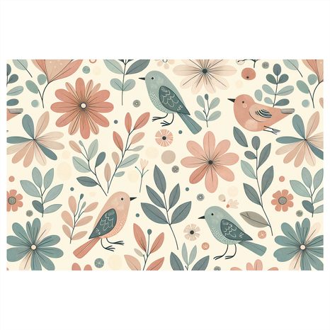 WANDBILD FRÜHLINGSGARTEN MIT VÖGELN - WANDBILDER NACH MOTIV - BILDER