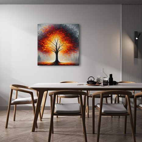 OBRAZ OHNIVÝ STROM ŽIVOTA V MLZE - OBRAZY STROMY ŽIVOTA - OBRAZY