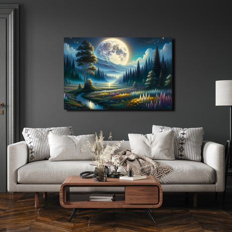 KÉP VARÁZSLATOS VÖLGY HOLDFÉNYBEN - ERDŐT ÁBRÁZOLÓ KÉPEK - KÉPEK