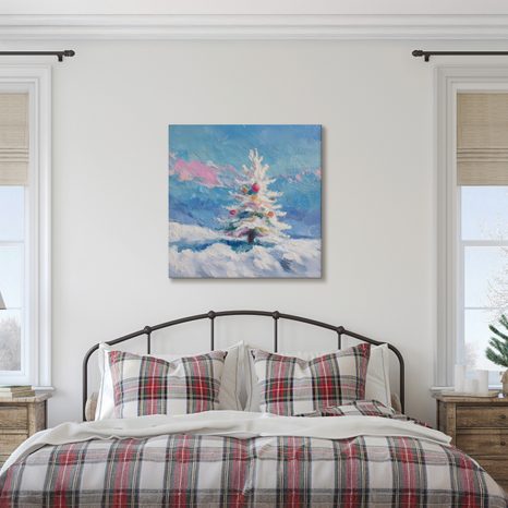 WANDBILD WINTERZAUBER MIT WEIHNACHTSBAUM - WEIHNACHTS- UND WINTERBILDER - BILDER