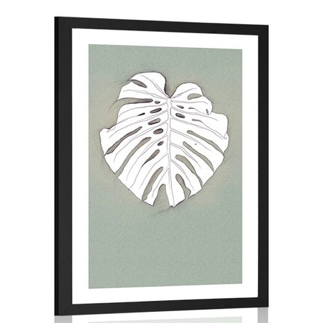 AFFICHE AVEC MONTURE LE MONSTERA SUR FOND VERT - DE NOTRE ATELIER - AFFICHES