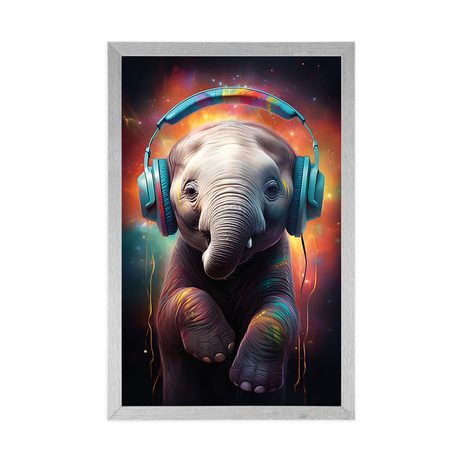 PLAKÁT SLON SE SLUCHÁTKY - PÁRTY ZVÍŘATA SE SLUCHÁTKY - PLAKÁTY