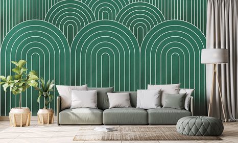 TAPETE GRÜNES REGENBOGEN-MUSTER MID-CENTURY - TAPETEN - 🔥 TOTALAUSVERKAUF