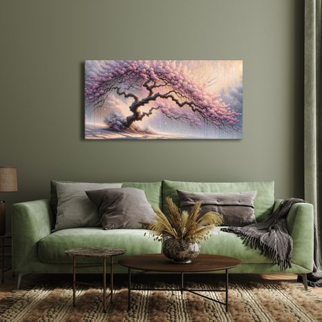 WANDBILD ROSA LEBENSBAUM IN BLÜTE - BILDER BÄUME DES LEBENS - BILDER