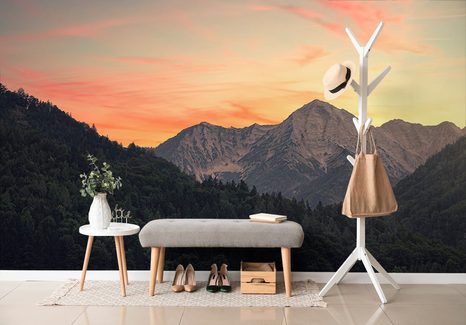 CARTA DA PARATI – TRAMONTO SULLE MONTAGNE - CARTA DA PARATI NATURA - CARTA DA PARATI