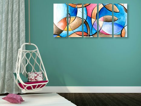 5-DÍLNÝ OBRAZ ABSTRAKTNÍ KRESBA TVARŮ - ABSTRAKTNÍ OBRAZY - OBRAZY