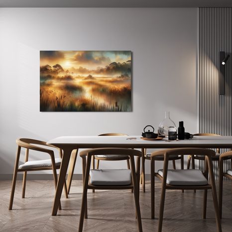 OBRAZ MLŽNÁ KRAJINA - OBRAZY VÝCHOD A ZÁPAD SLUNCE - OBRAZY