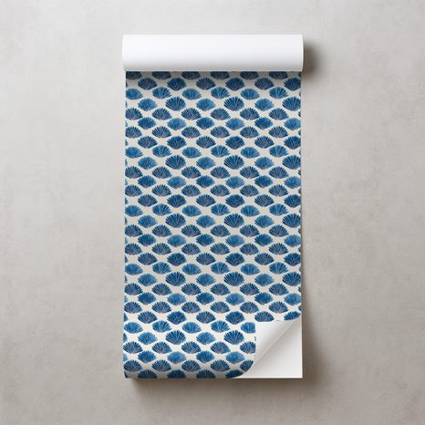 SAMOLEPÍCÍ TAPETA MODRÉ MUŠLE NA BÍLÉM POZADÍ - VZOROVANÉ TAPETY - TAPETY