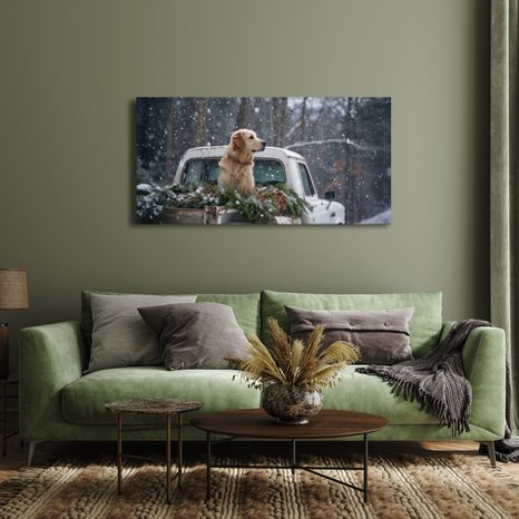 VÁNOČNÍ OBRAZ ADVENTNÍ PES V ZIMĚ - VÁNOČNÍ A ZIMNÍ OBRAZY - PICTURES