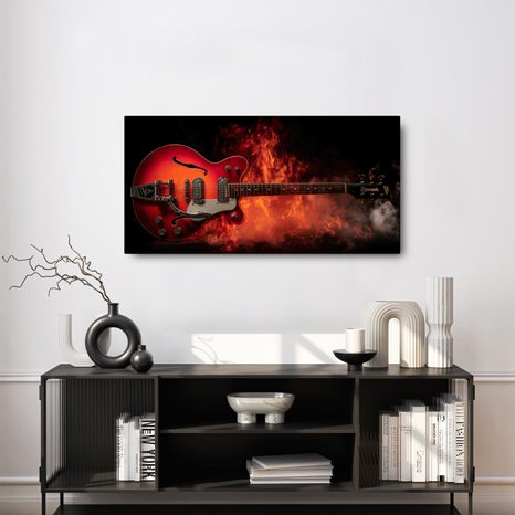 OBRAZ ELEKTRICKÁ KYTARA V OHNI - HUDEBNÍ OBRAZY - PICTURES