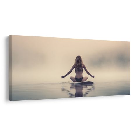 QUADRO SU TELA – MEDITAZIONE AL CENTRO DEL LAGO - QUADRI DI DONNE - STAMPE E QUADRI