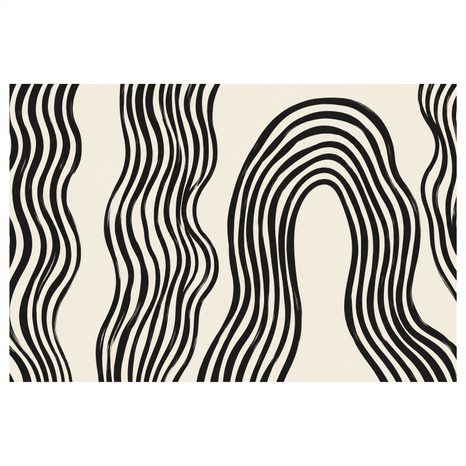 WANDBILD ABSTRAKTE SCHWARZ-WEISSE WELLENLINIEN - WANDBILDER ABSTRAKTE FORMEN - BILDER