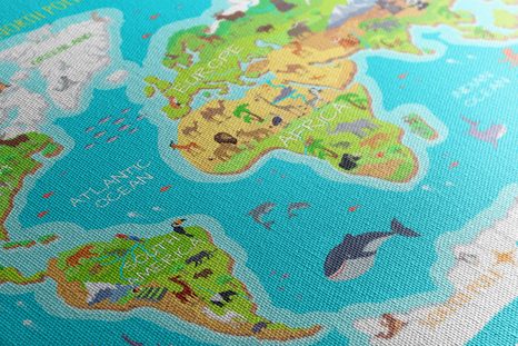 OBRAZ NA KORKU ZEMĚPISNÁ MAPA SVĚTA PRO DĚTI - OBRAZY NA KORKU - OBRAZY