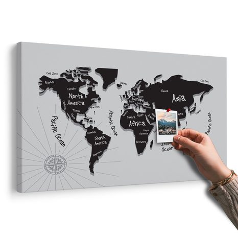 OBRAZ NA KORKU JEDINEČNÁ ČERNOBÍLÁ MAPA - OBRAZY NA KORKU - OBRAZY