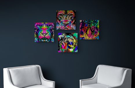 SET OBRAZŮ ZVÍŘATA V POP ART STYLU - SESTAVY OBRAZŮ - OBRAZY