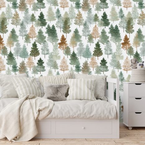 SAMOLEPÍCÍ TAPETA PESTROBAREVNÉ LESNÍ STROMY - VZOROVANÉ TAPETY - TAPETY