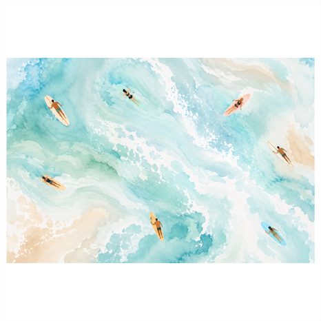 WANDBILD SURFER AUF TÜRKISFARBENEN WELLEN - BILDER MEER UND STRAND - BILDER