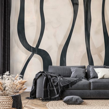TAPETA ABSTRAKTNE ČRNO-BELE LINIJE - ABSTRAKTNE TAPETE - TAPETE