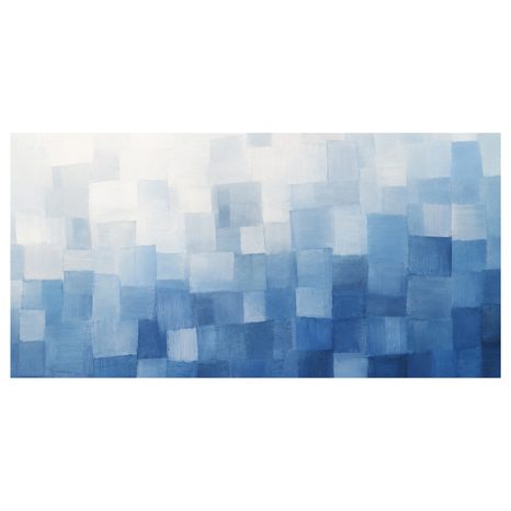 TABLEAU SUR TOILE – CARRÉS BLEUS SUPERPOSÉS DANS LA BRUME - IMAGES FORMES ABSTRAITES - TABLEAUX