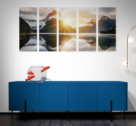 5-DÍLNÝ OBRAZ KRÁSNÝ VÝCHOD SLUNCE NA NOVÉM ZÉLANDU - OBRAZY PŘÍRODY A KRAJINY - OBRAZY