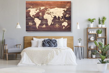 OBRAZ NA KORKU MAPA NA DREWNIE - OBRAZY NA KORKU - OBRAZY