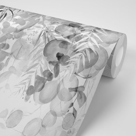 CARTA DA PARATI AUTOADESIVA – FOGLIE DELICATE IN BIANCO E NERO - CARTA DA PARATI AUTOADESIVE - CARTA DA PARATI