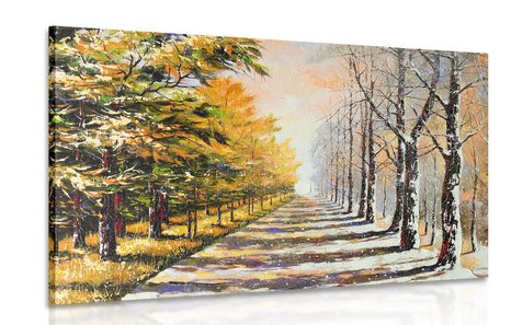 CANVAS PRINT AUTUMN AVENUE OF TREES - PICTURES OF NATURE AND LANDSCAPE - PICTURES