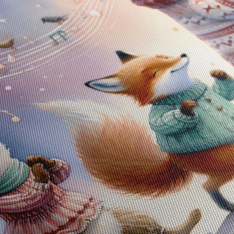 OBRAZ ZIMNÍ PRŮVOD ZVÍŘÁTEK S MELODIÍ - DĚTSKÉ OBRAZY ZVÍŘÁTKA - OBRAZY