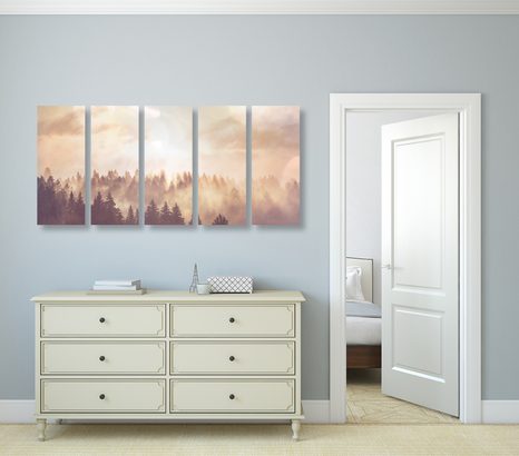 5-RÉSZES KÉP ERDŐ KÖDBEN - TERMÉSZET- ÉS TÁJKÉPEK - KÉPEK