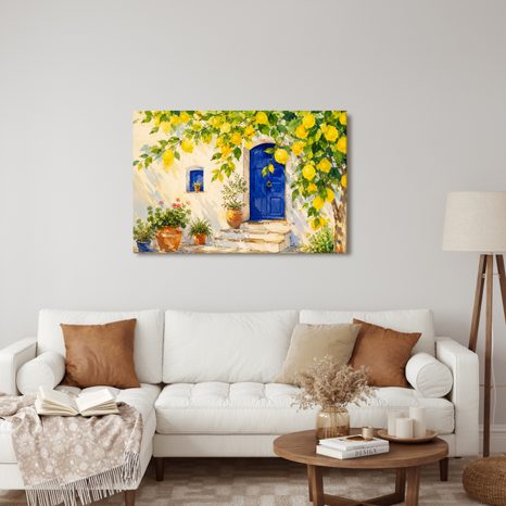 WANDBILD MEDITERRANE ZITRONEN ÜBER DER VERANDA - BILDER VON STÄDTEN - BILDER
