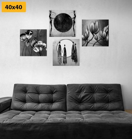 SET OBRAZOV V ČIERNOBIELOM ETNO PREVEDENÍ - ZOSTAVY OBRAZOV - OBRAZY