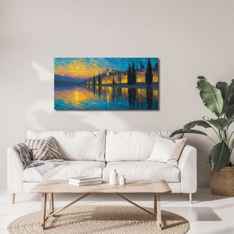 WANDBILD ABENDLICHE STADTLICHTER - BILDER VON STÄDTEN - BILDER