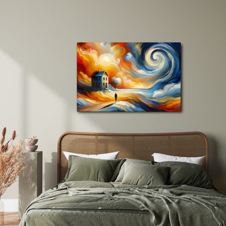 OBRAZ OSAMĚLÝ DŮM V BOUŘI - ABSTRAKTNÍ OBRAZY - OBRAZY