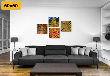 SET OBRAZŮ PODZIMNÍ PŘÍRODA V NÁDHERNÝCH BARVÁCH - SESTAVY OBRAZŮ - OBRAZY