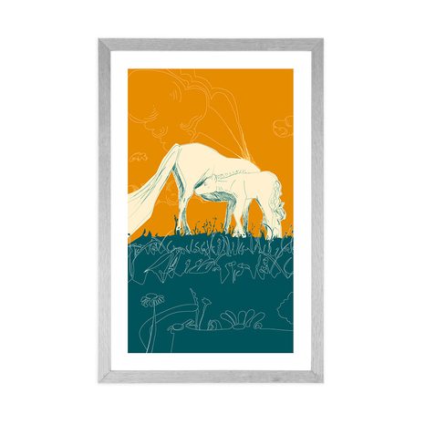 POSTER MIT PASSEPARTOUT PFERD AUF DER WIESE - MOTIVE AUS UNSERER WERKSTATT - POSTER