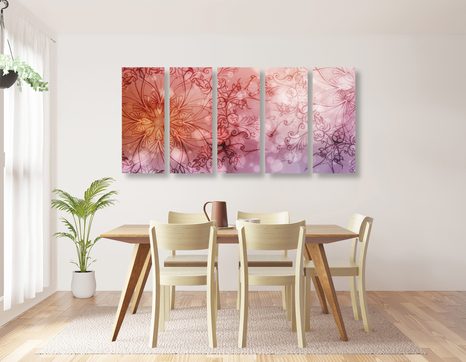 5-DÍLNÝ OBRAZ KVĚTINOVÁ MANDALA - OBRAZY FENG SHUI - OBRAZY