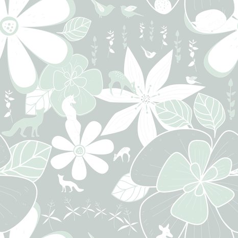 TAPETA ZVÍŘATA V OKOLÍ KVĚTIN V ZELENÉM - TAPETY KVĚTINY - TAPETY