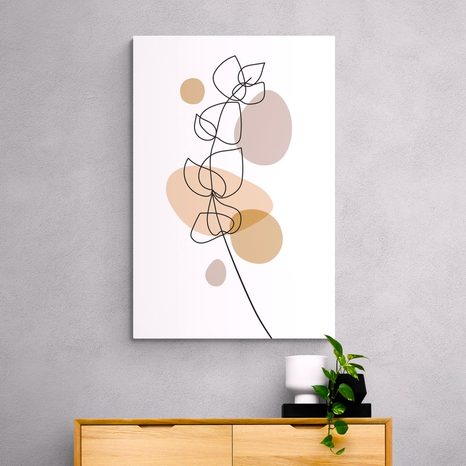 QUADRO SU TELA – FOGLIA MINIMALISTA SU SFONDO BIANCO NO1 - QUADRI FORME ASTRATTE - STAMPE E QUADRI