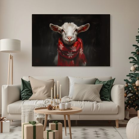 OBRAZ VÁNOČNÍ KOZA S ŠÁLOU - VÁNOČNÍ A ZIMNÍ OBRAZY - OBRAZY