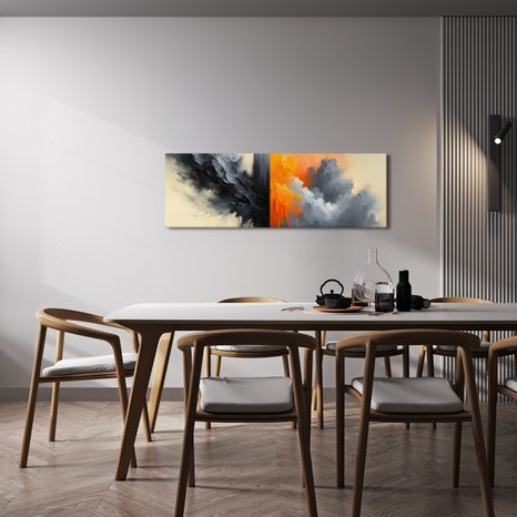 WANDBILD ZUSAMMENSTOSS VON ORANGE UND GRAU - WANDBILDER ABSTRAKTE FORMEN - BILDER