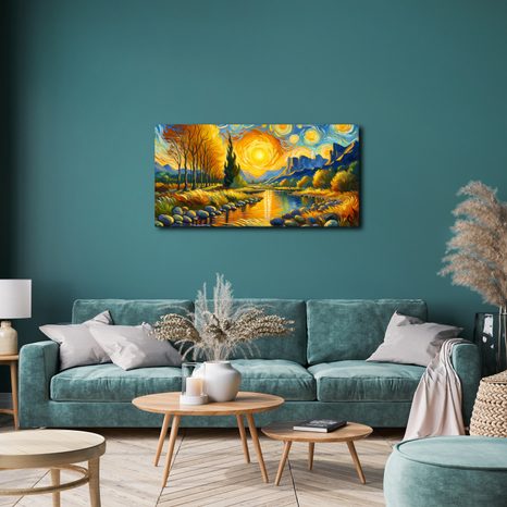 OBRAZ ZLATÝ TOK ŘEKY - OBRAZY VÝCHOD A ZÁPAD SLUNCE - OBRAZY